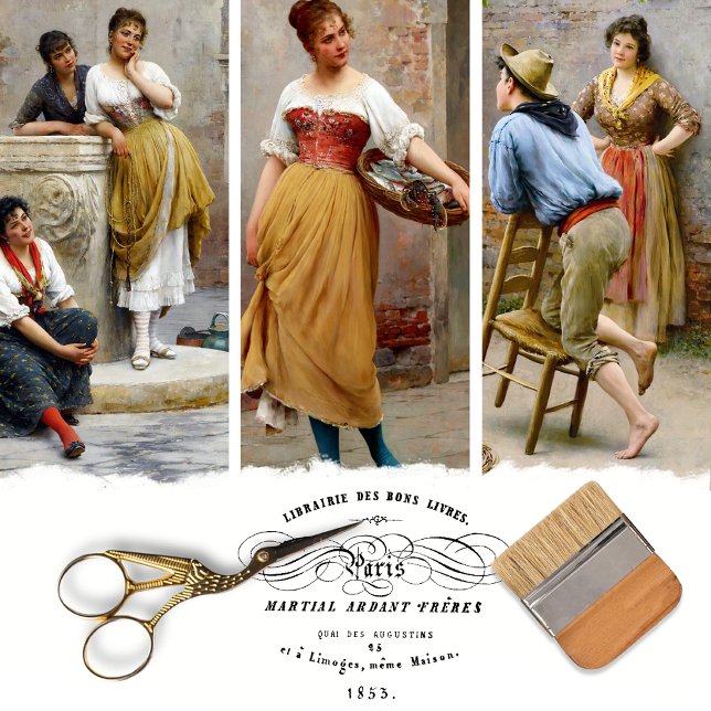 Vintage Italian Women Decoupage Wrapping Paper (Creator Uploaded)