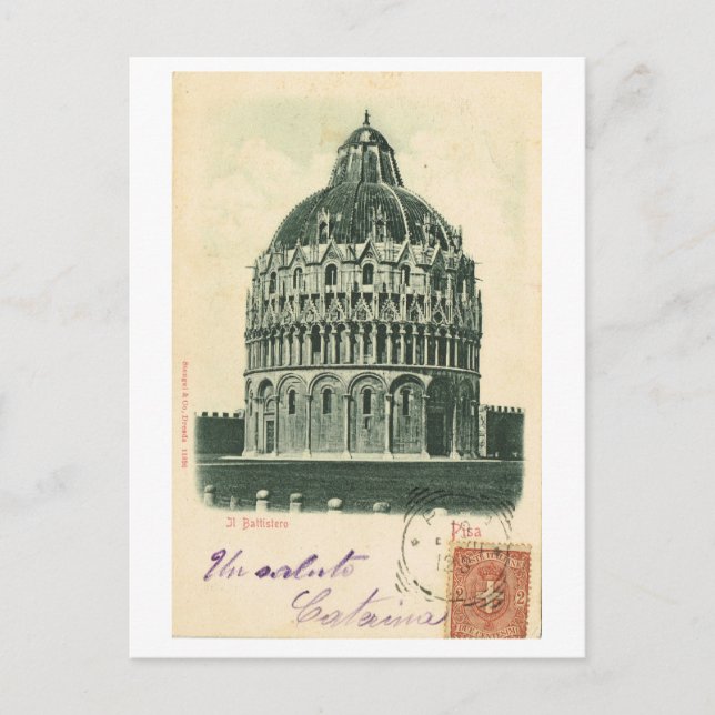 Vintage Italy, 1901, Pisa, Duomo, Baptistry Postcard (Front)