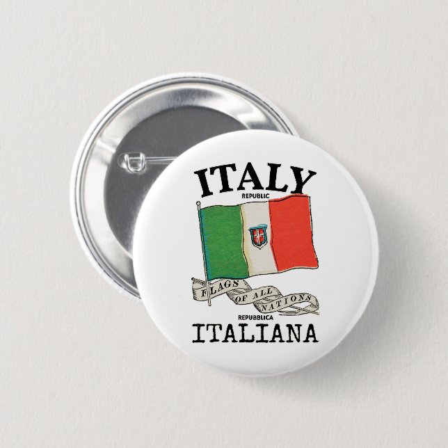 Vintage Italy Country Flag 6 Cm Round Badge (Front & Back)