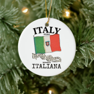Vintage Italy Country Flag Ceramic Tree Decoration