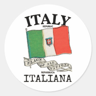 Vintage Italy Country Flag Classic Round Sticker