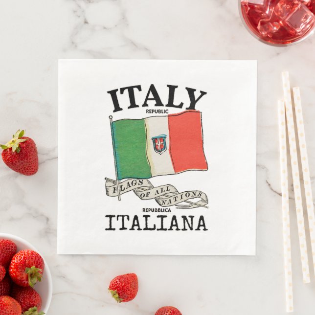 Vintage Italy Country Flag Napkin (Insitu)