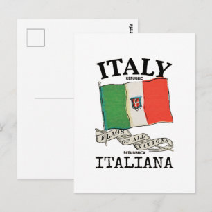 Vintage Italy Country Flag Postcard