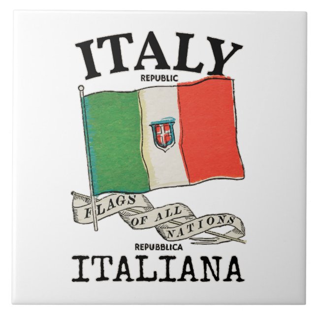 Vintage Italy Country Flag Tile (Front)