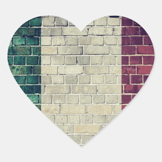 Vintage Italy flag Heart Sticker (Front)