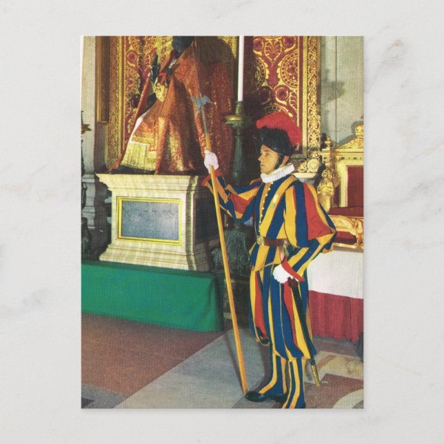 Vintage Italy, Rome Vatican, Swiss Guard Postcard (Front)