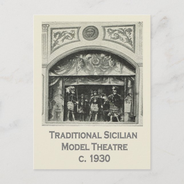 Vintage Italy, Sicily, Traditional Model Theatre Postcard (Front)