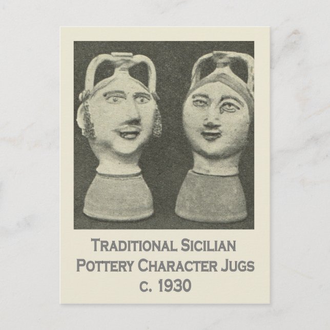 Vintage Italy, Sicily, Traditional Pottery Jugs Postcard (Front)