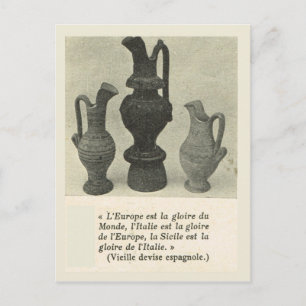 Vintage Italy, Sicily, Traditional Pottery Postcard