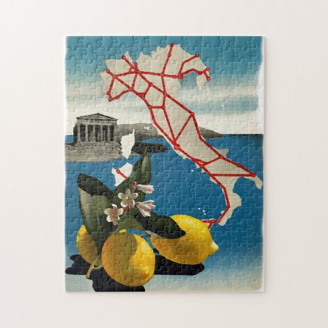 Vintage Italy Travel Illustration Art Jigsaw Puzzle (Vertical)