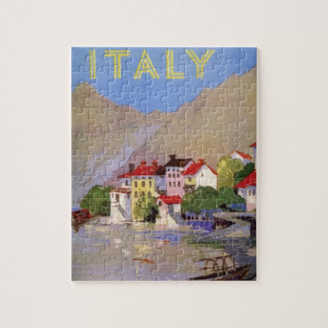 Vintage Italy Travel Illustration Art Jigsaw Puzzle (Vertical)