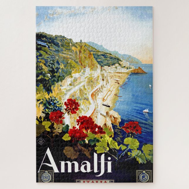 Vintage Italy Travel Illustration Art Jigsaw Puzzle (Vertical)