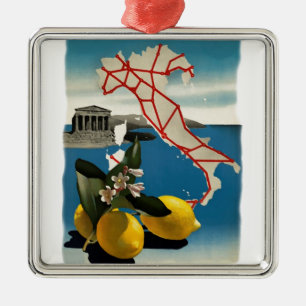 Vintage Italy Travel Metal Tree Decoration