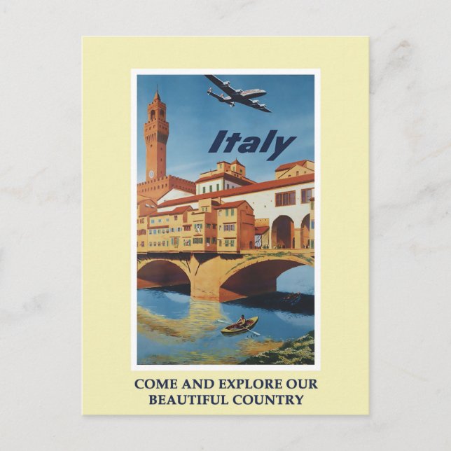 Vintage Italy Travel Poster Postcard (Front)