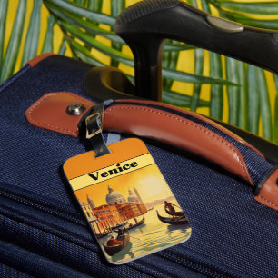 Vintage Italy Venice Grand Canal Vacation Souvenir Luggage Tag
