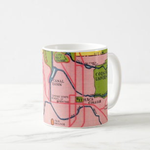 Vintage Ithica New York Map Postcard Mug