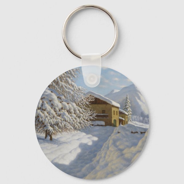 Vintage Ivan Choultse Winter Landscape     Key Ring (Front)
