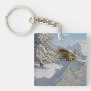 Vintage Ivan Choultse Winter Landscape    Keychain