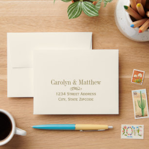 Vintage Ivory and Antique Gold Wedding RSVP Envelopes