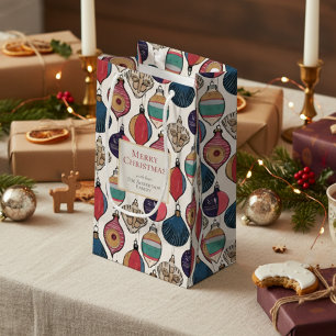 Vintage Ivory and Gold Xmas Ornaments Small Gift Bag