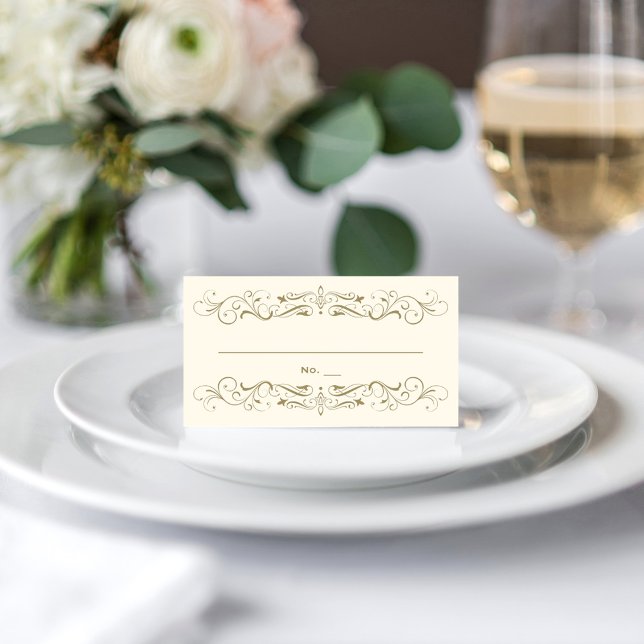 Vintage Ivory Antique Flourish Wedding Place Card (Creator Uploaded)