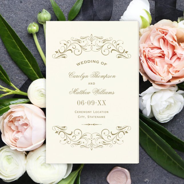 Vintage Ivory Antique Flourish Wedding Programs (Creator Uploaded)