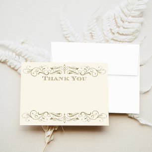 Vintage Ivory Antique Gold Flourish Wedding Card