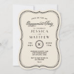 Vintage Ivory Art Deco Engagement Party Invitation<br><div class="desc">Chic simple vintage inspired wedding engagement party invitation with an elegant border and mix of script and modern fonts.  Click the CUSTOMIZE IT button to customise fonts,  move text around and create your own unique one-of-a-kind invitation design.</div>