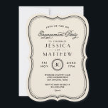 Vintage Ivory Art Deco Engagement Party Invitation<br><div class="desc">Chic simple vintage inspired wedding engagement party invitation with an elegant border and mix of script and modern fonts.  Click the CUSTOMIZE IT button to customise fonts,  move text around and create your own unique one-of-a-kind invitation design.</div>