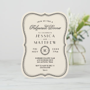 Vintage Ivory Art Deco Wedding Rehearsal Dinner Invitation