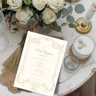 Vintage Ivory Book New Chapter Begins Shower Invitation