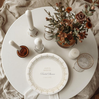 Vintage Ivory Book New Chapter Begins Shower Paper Plate