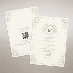 Vintage Ivory Classic Wedding Invitation