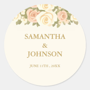 Vintage Ivory Elegant Ballroom Wedding Classic Round Sticker