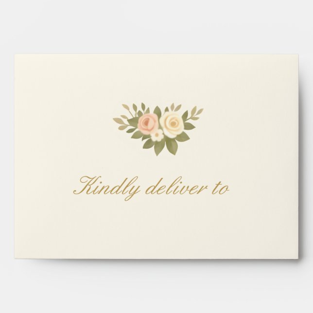 Vintage Ivory Elegant Ballroom Wedding Envelope (Front)
