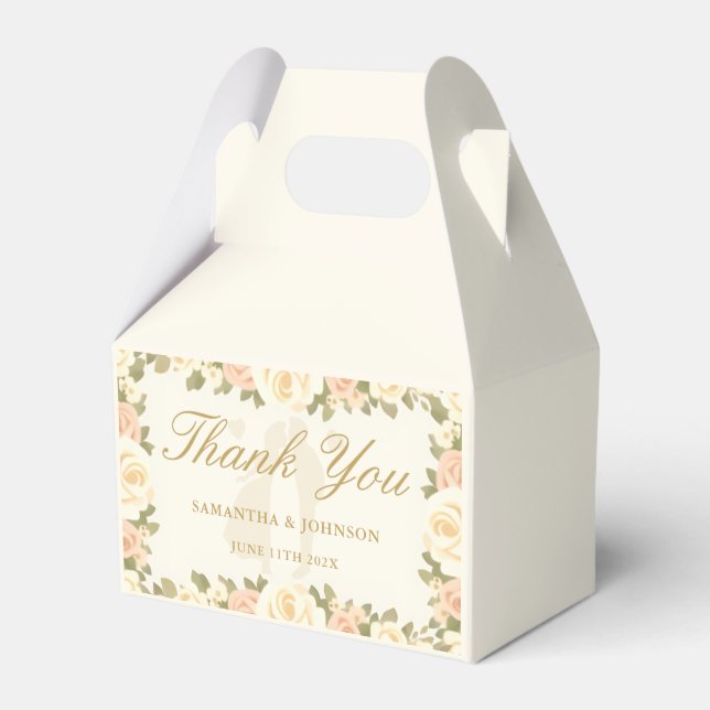 Vintage Ivory Elegant Wedding Favour Box (Front Side)