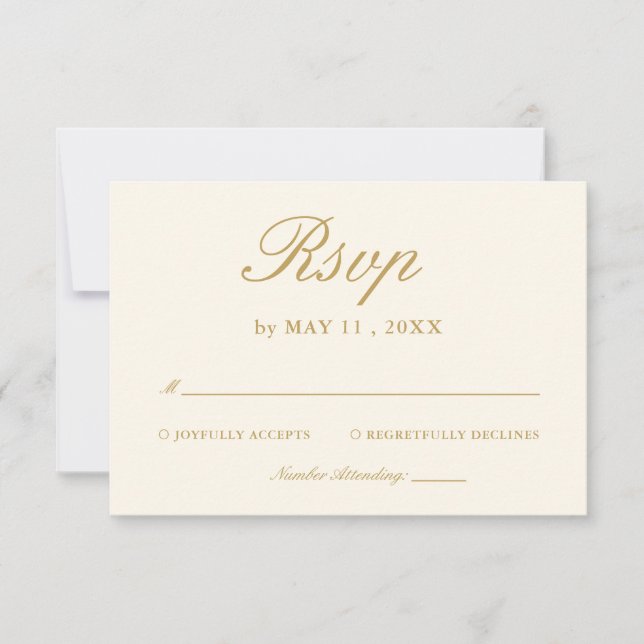 Vintage Ivory Elegant Wedding RSVP Card (Front)