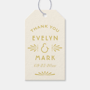 Vintage Ivory Gold Art Deco Monogram Favour Gift Tags