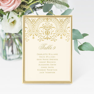 Vintage Ivory Gold Wedding Chart Table Number