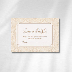 Vintage Ivory Ornament Frame Bow Diaper Raffle Enclosure Card