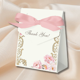 Vintage Ivory Pink Peony Christian Bridal Shower Favour Box