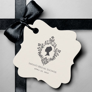 Vintage Ivory Regency Lady in Crest Bridal Shower Favour Tags