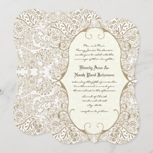Vintage Ivory Whimsical Victorian Wedding  Invitation