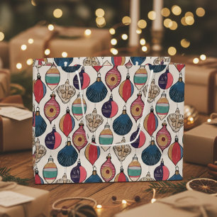 Vintage Ivory Xmas Ornaments Large Gift Bag