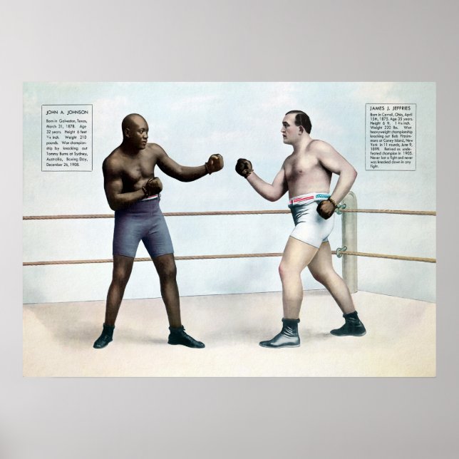 Vintage Jack Johnson vs Jim Jeffries Boxing Poster (Front)