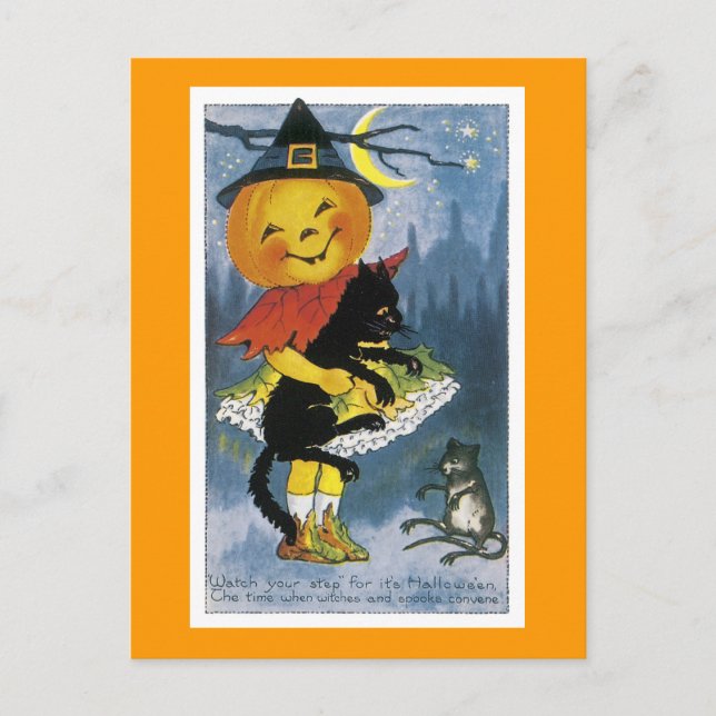Vintage Jack o' Lantern Child Postcard (Front)