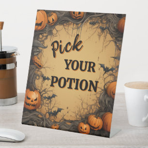 Vintage Jack O lantern Halloween Pedestal Sign