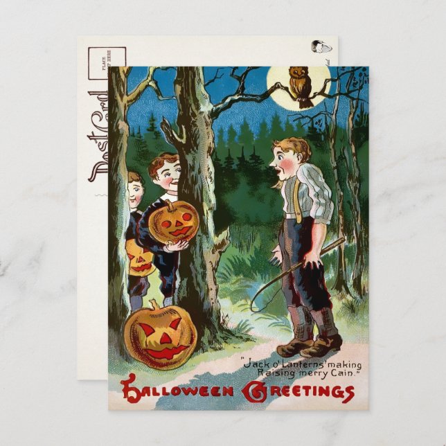 Vintage Jack o' Lantern Halloween Postcard (Front/Back)