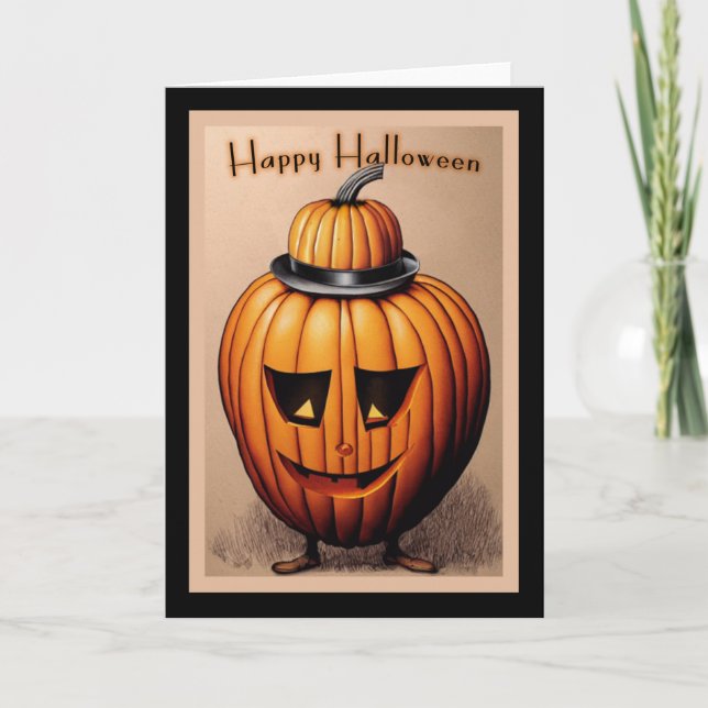 Vintage Jack-O-Lantern Holiday Card (Front)