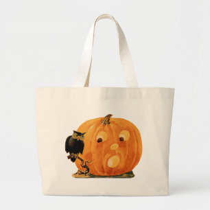 Vintage Jack O Lantern & Owl Tote